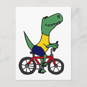 Cartão Postal XX - Engraçado Bicicleta de Corrida do Dinossauro