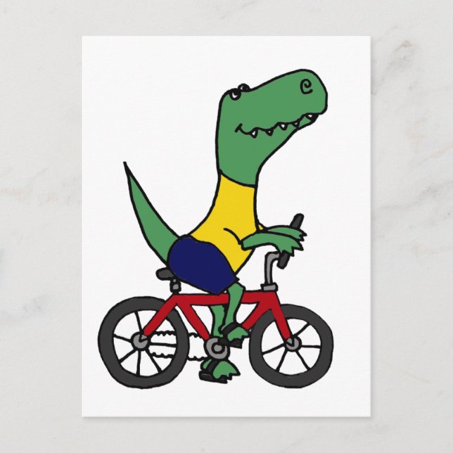 Cartão Postal XX - Engraçado Bicicleta de Corrida do Dinossauro  (Frente)