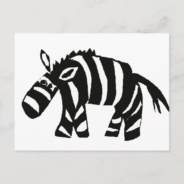 Cartão Postal XX- Zebra de Arte Primitiva Funky (Frente)