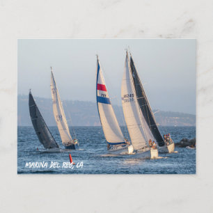Cartão Postal Yacht Race - Marina Del Rey, CA
