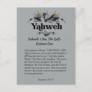 Cartão Postal Yahweh   Nomes de Deus Escritura Devocional