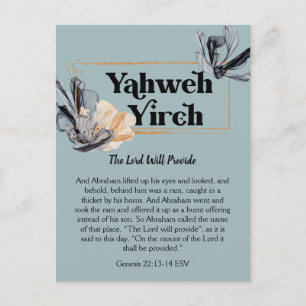 Cartão Postal Yahweh Yireh   Nomes de Deus Escritura Devocional