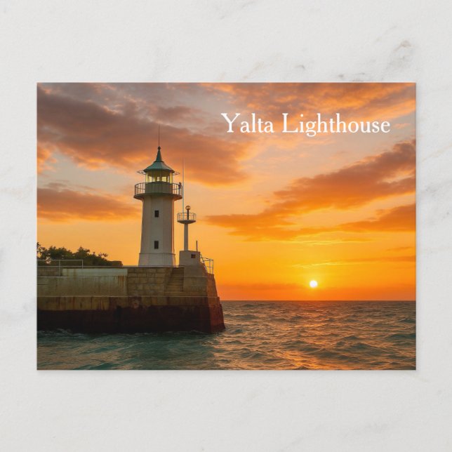 Cartão Postal Yalta Lighthouse at Sunset, Ukraine, Postcard (Frente)
