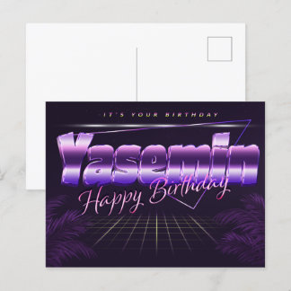 Cartão Postal Yasemin Name Vorname lila Postkarte Geburtstag