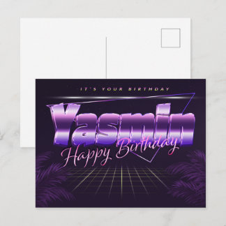 Cartão Postal Yasmin Name Vorname lila Postkarte Geburtstag