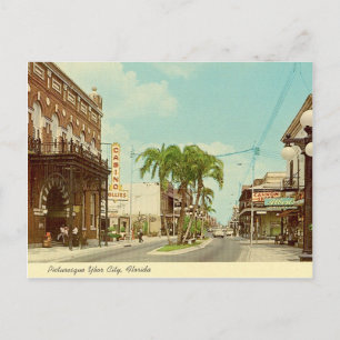 Cartão Postal Ybor City, Flórida, cena da rua vintage