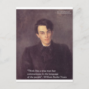 Cartão Postal Yeats "Think Sábio", citação de presentes e car
