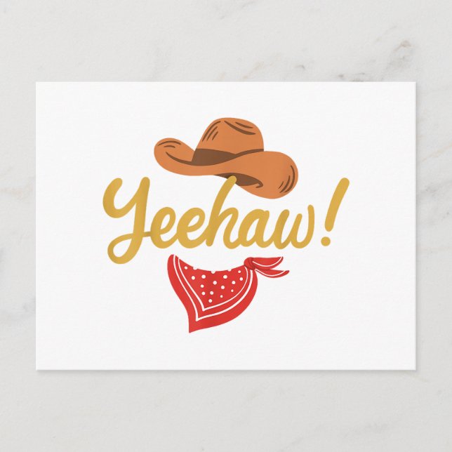 Cartão Postal Yeehaw Cowboy Cowgirl Western Country Rodeo (Frente)