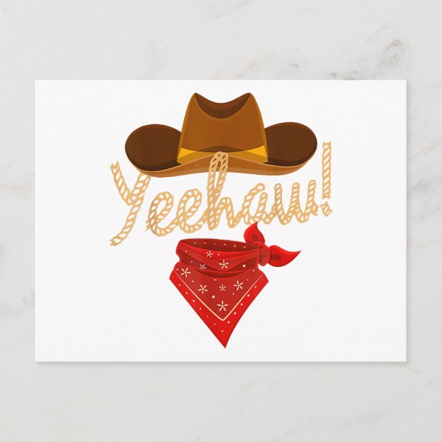 Cartão Postal Yeehaw Western Country Howdy Southern Cowboy Yeh H (Frente)