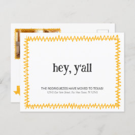 Cartão Postal Yellow Ei Y'all - Mudou para o Texas