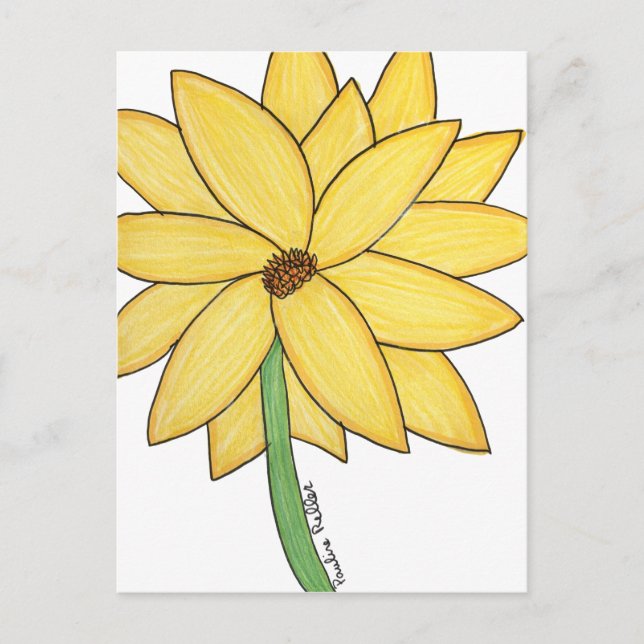 Cartão Postal Yellow Flower- Blank Folded Greeting Card (Frente)