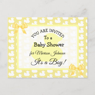 Cartão Postal Yellow Rubber Duckie Baby'Shower Invitation