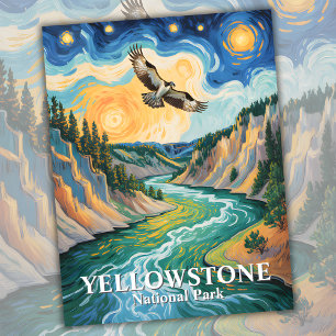 Cartão Postal Yellowstone Bird Osprey Van Gogh Starry Night