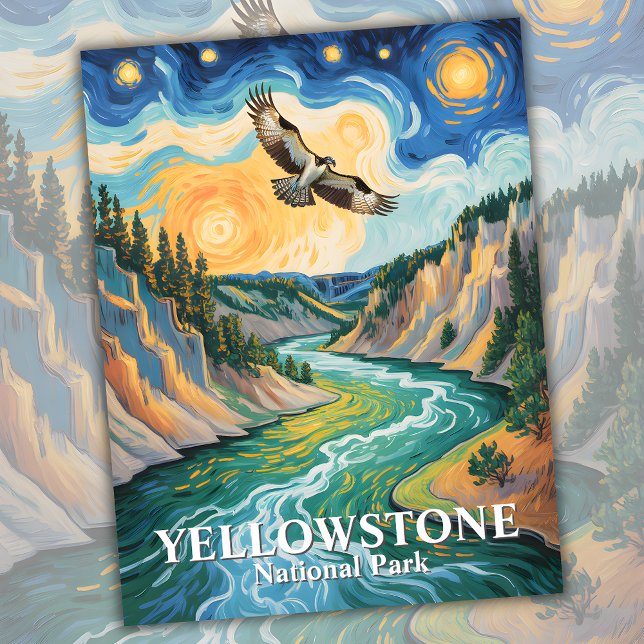 Cartão Postal Yellowstone Bird Osprey Van Gogh Starry Night (Yellowstone Bird Osprey Van Gogh Starry Night Postcard)