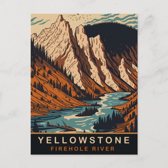 Cartão Postal Yellowstone, Firehole River, WY, Viagens vintage (Frente)