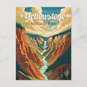 Cartão Postal Yellowstone National Park Grand Canyon Retro Art