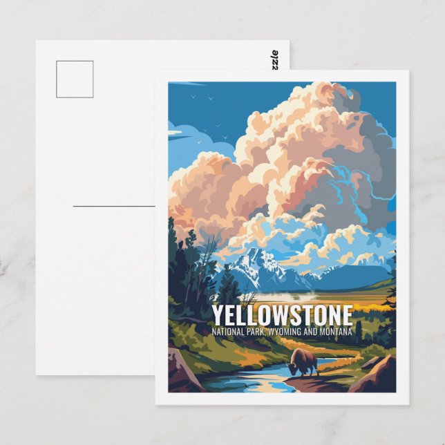 Cartão Postal Yellowstone National Park Wyoming e Montana (Frente/Verso)