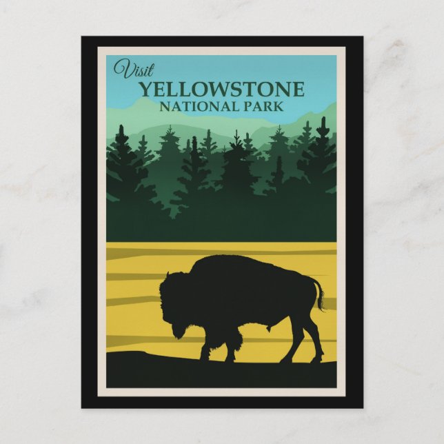 Cartão Postal Yellowstone, Poster de viagens Wyoming (Frente)