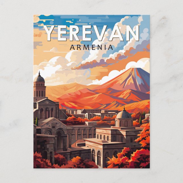 Cartão Postal Yerevan ArmenViagem Art Vintage (Frente)