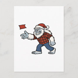 Cartão Postal Yeti Abominável Homem da Neve Cornhole Natal Diver