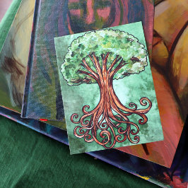 Cartão Postal Yggdrasil Árvore Norse Mythology Watercolor
