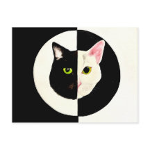 Yin e yang black and white cats faces pintura
