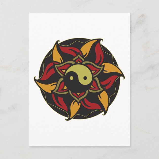 Cartão Postal Yin Yang Blooming Lotus (Frente)