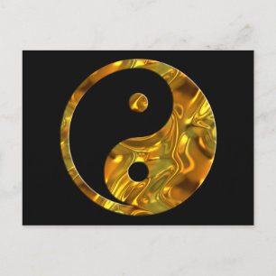Cartão Postal Yin & Yang DOURADO preto