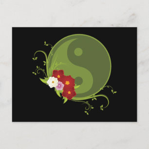 Cartão Postal Yin Yang e Flowers