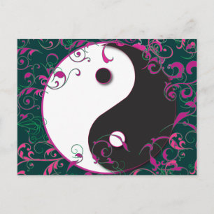 Cartão Postal Yin & Yang Floral Design