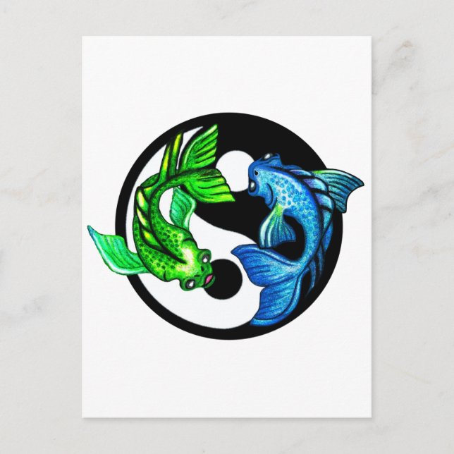 Cartão Postal Yin-Yang Koi Design (Frente)