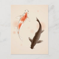 Yin Yang Koi pesca com pintura em estilo oriental