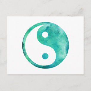 Cartão Postal Yin Yang Taoísmo Água Teal Equilíbrio