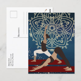 Cartão Postal Yoga Dourado, Blue e Red Mandala Personalizados