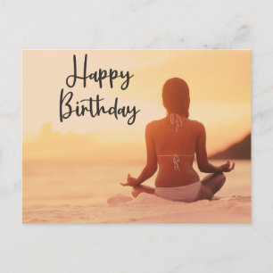 Cartão Postal Yoga Happy Birthday Card