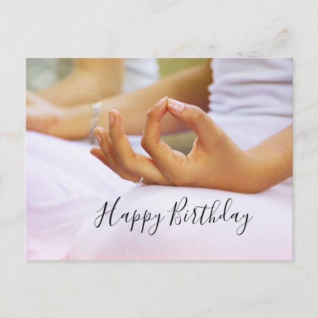 Cartão Postal Yoga Happy Birthday Card Dobrou o dedo indicador (Frente)