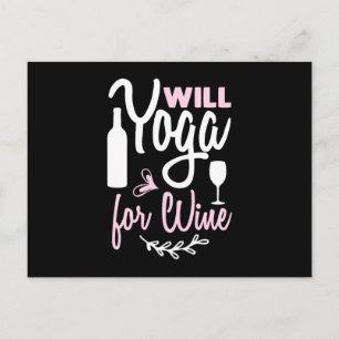 Cartão Postal Yoga Lover Will Yoga For Wine