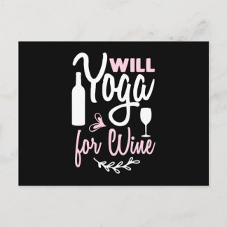 Cartão Postal Yoga Lover | Will Yoga For Wine