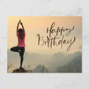 Cartão Postal Yoga Meditation Woman Happy Birday