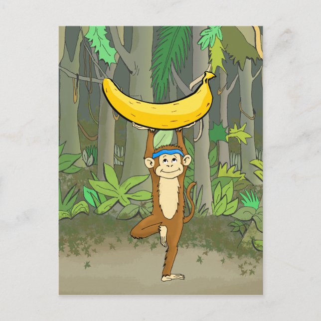 Cartão Postal Yoga Monkey (Frente)