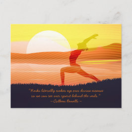 Cartão Postal Yoga Professora Sun Salutando Meia Lua Pose Aspas