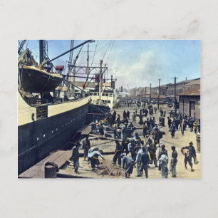 Cartão Postal Yokohama Harbor Japão Vintage Shipping 横 浜 港