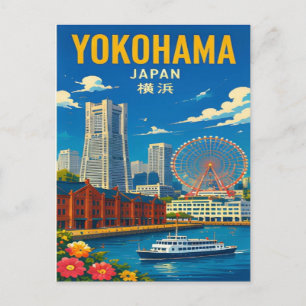 Cartão Postal Yokohama Japão Porto e Porto Internacional