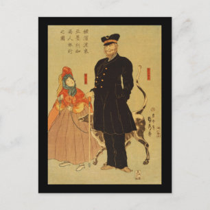 Cartão Postal Yokohama torai Amerika shōnin ryōko no zu