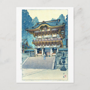 Cartão Postal Yomeimon Gate, Hiroshi Yoshida, Woodcut