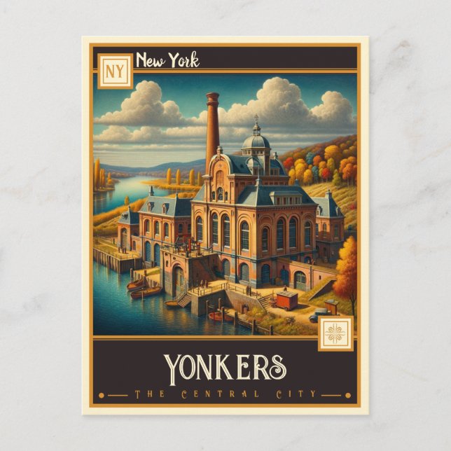 Cartão Postal Yonkers, Nova Iorque | Vintage (Frente)