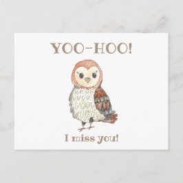 Cartão Postal Yoo-hoo Barn Owl Eu Sinto Sua Falta De Professora