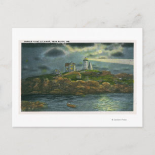 Cartão Postal York Beach View of the Nubble Lighthouse em