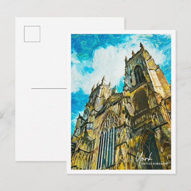 Cartão Postal York Reino Unido Linda Paisagem de Pintura Petrolí (Frente/Verso)