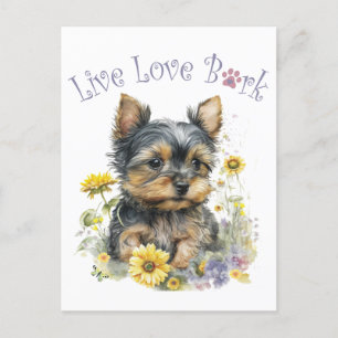Cartão Postal Yorkie Dog Mãe Floral
